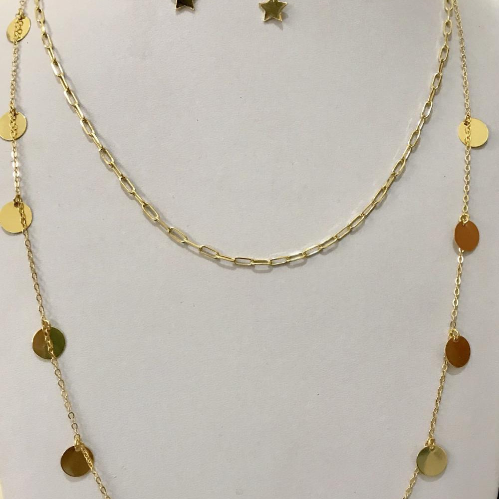 Mix de colar estrelas e moedas folheado a ouro 18k