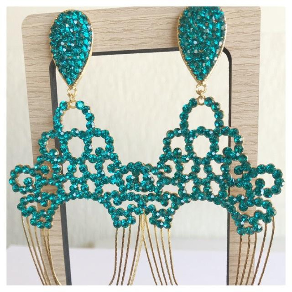 Máxi brinco com strass e franja U