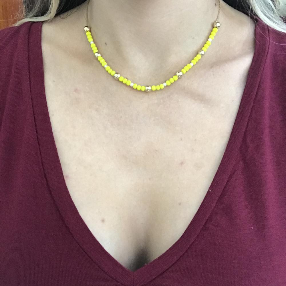 Choker com cristais Bolas amarelas 