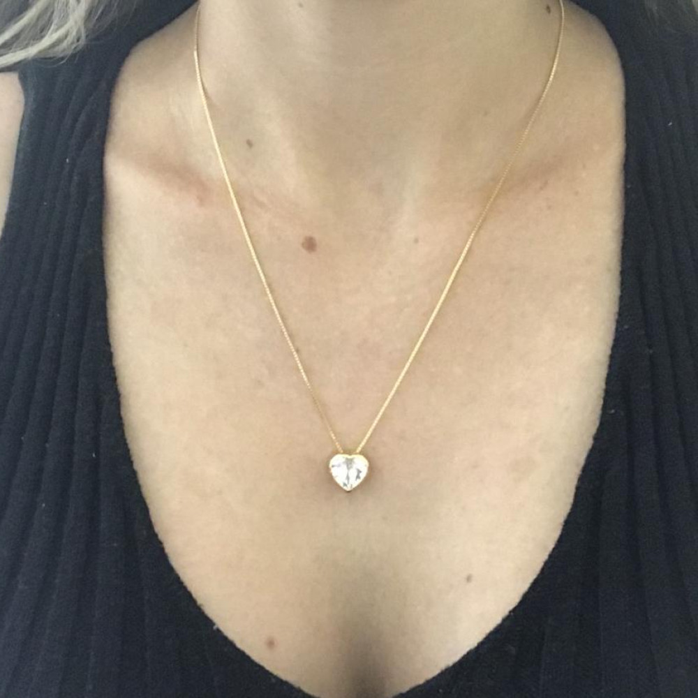 Colar coração com zircônia folheado a ouro 18k