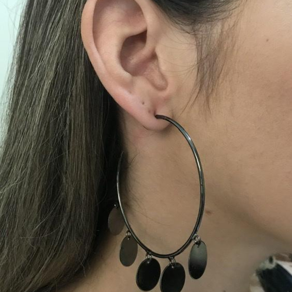 Brinco argola moedas 