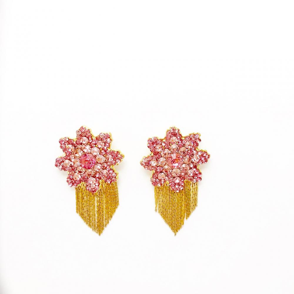  Brinco com strass rose