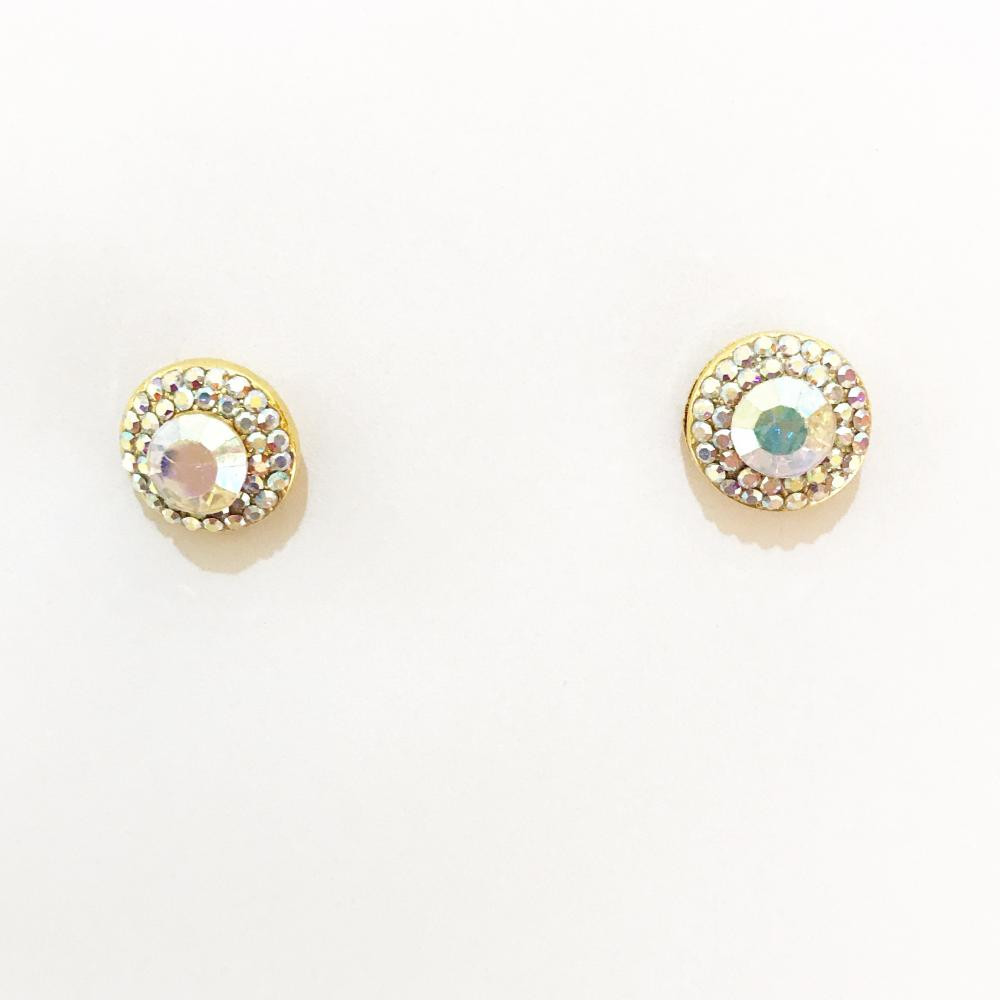 Brinco Ponteira Redonda com Strass