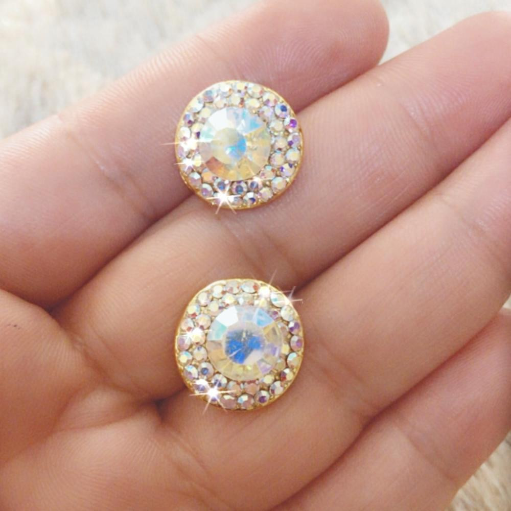 Brinco Ponteira Redonda com Strass