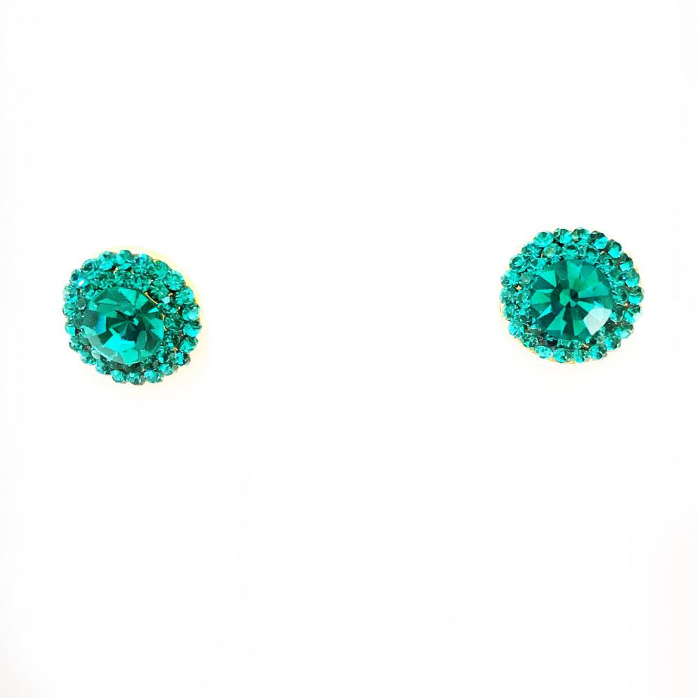 Brinco Ponteira Redonda com Strass
