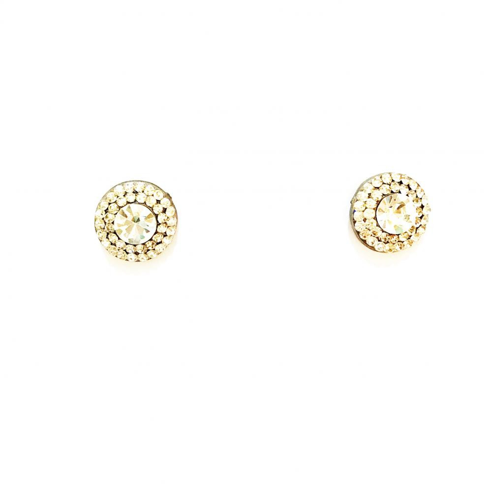 Brinco Ponteira Redonda com Strass