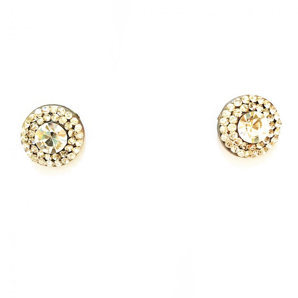 Brinco Ponteira Redonda com Strass