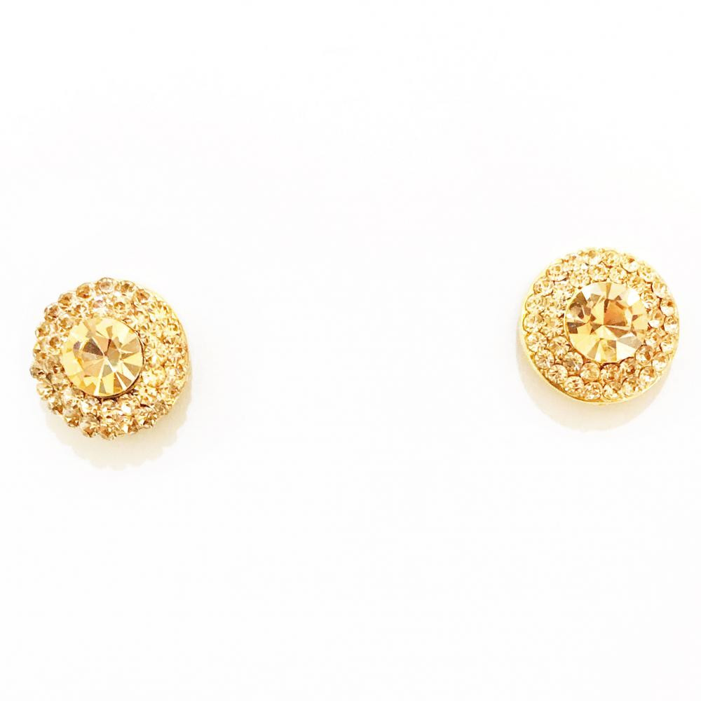 Brinco Ponteira Redonda com Strass