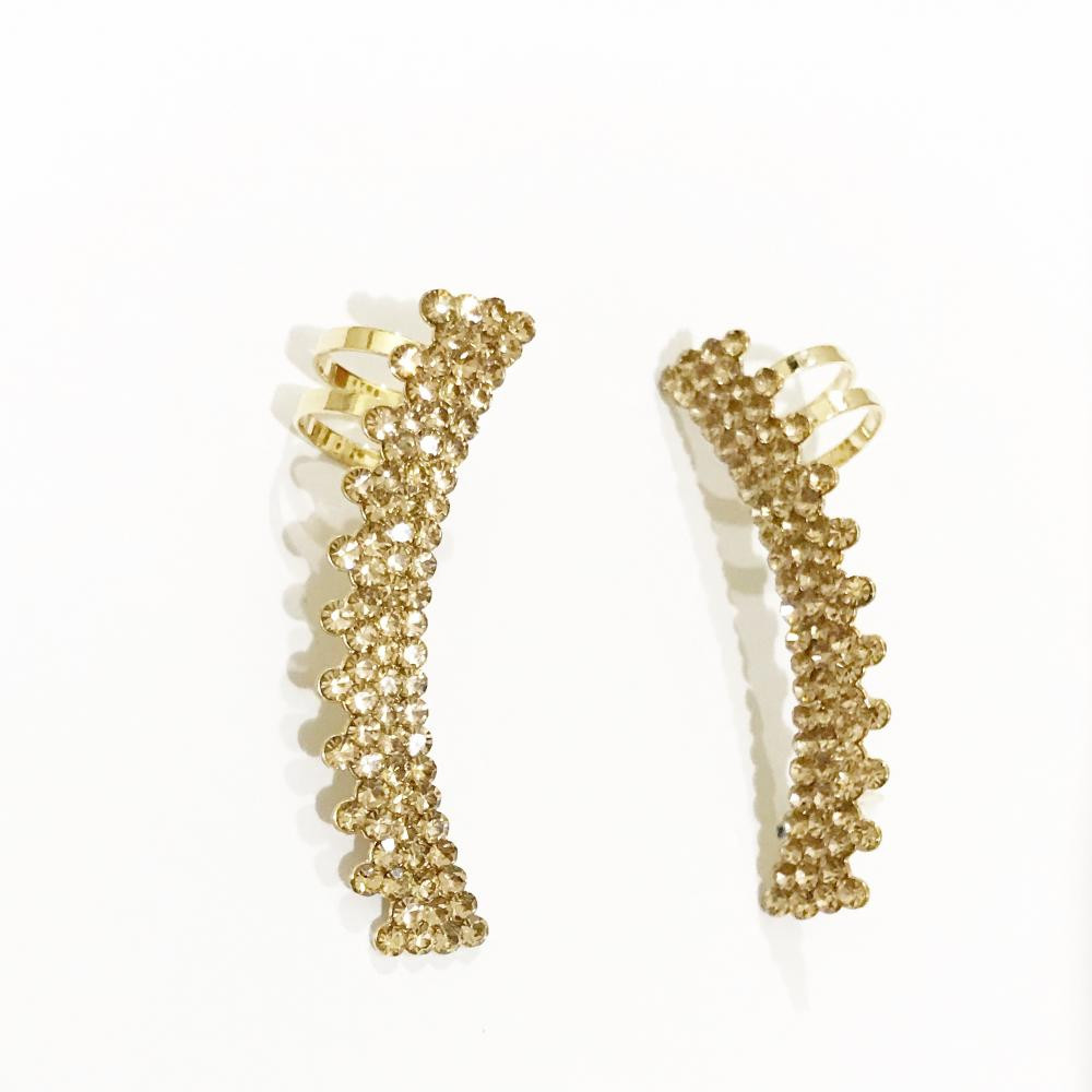 Brinco earcuff com strass Folheado a ouro 18kg