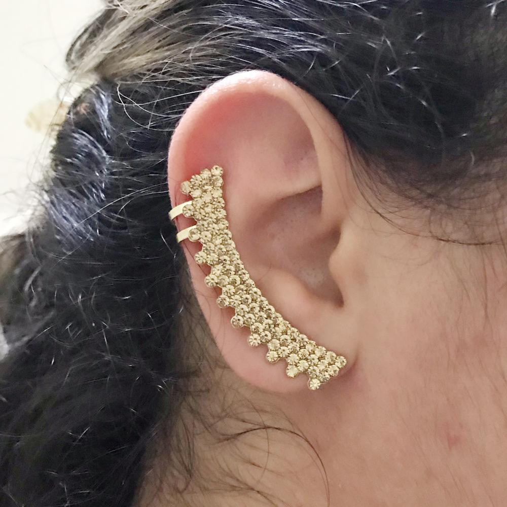 Brinco earcuff com strass Folheado a ouro 18kg