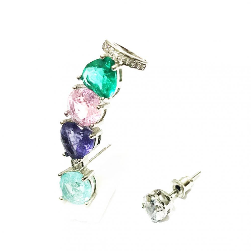 Brinco earcuff Prata com zircônia 