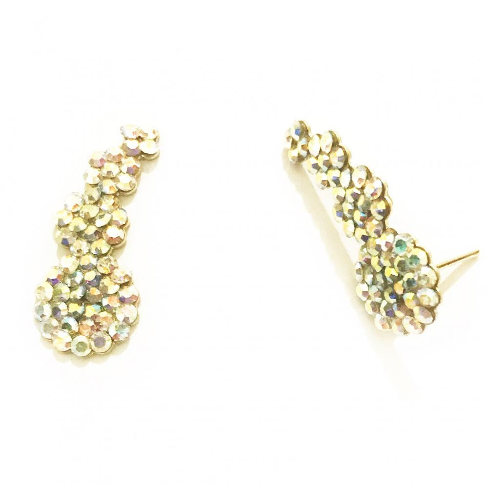 Brinco earcuff com strass Folheado a ouro 18kg