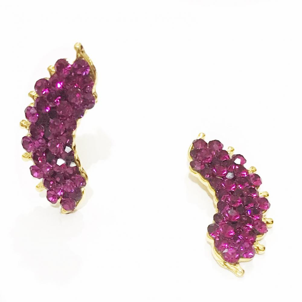 Brinco earcuff com strass folheado a ouro 18k