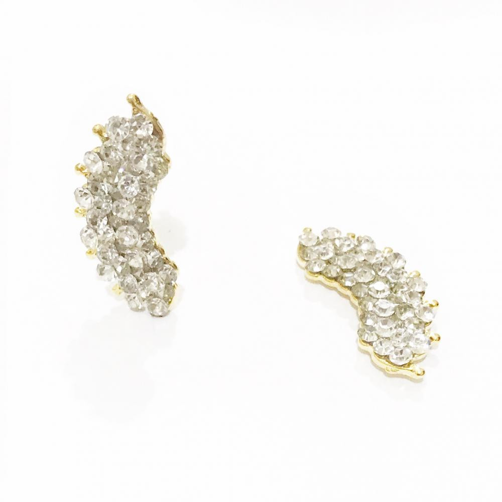 Brinco earcuff com strass folheado a ouro 18k