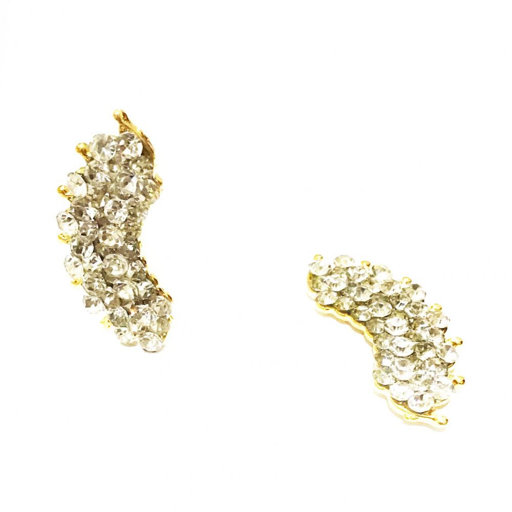 Brinco earcuff com strass folheado a ouro 18k