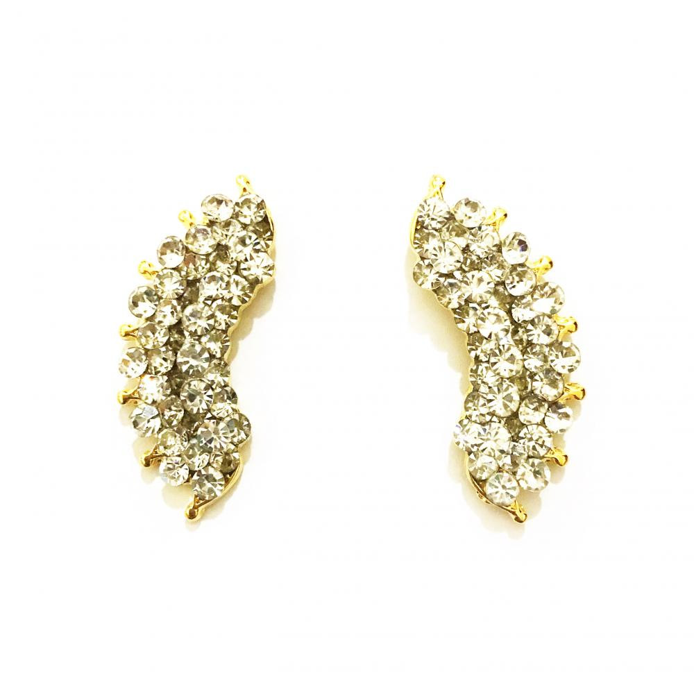 Brinco earcuff com strass folheado a ouro 18k