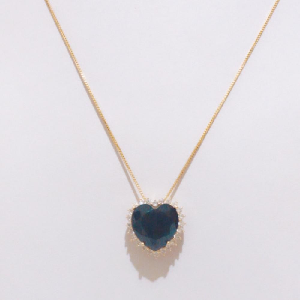 Colar Coração Cravejado com zircônia folheado a Ouro 18k