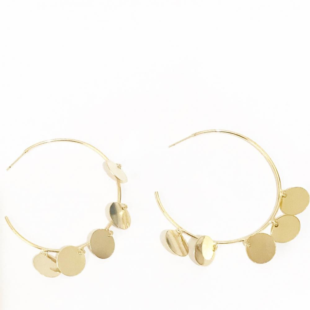 Brinco argola moedas folheado a ouro 18k