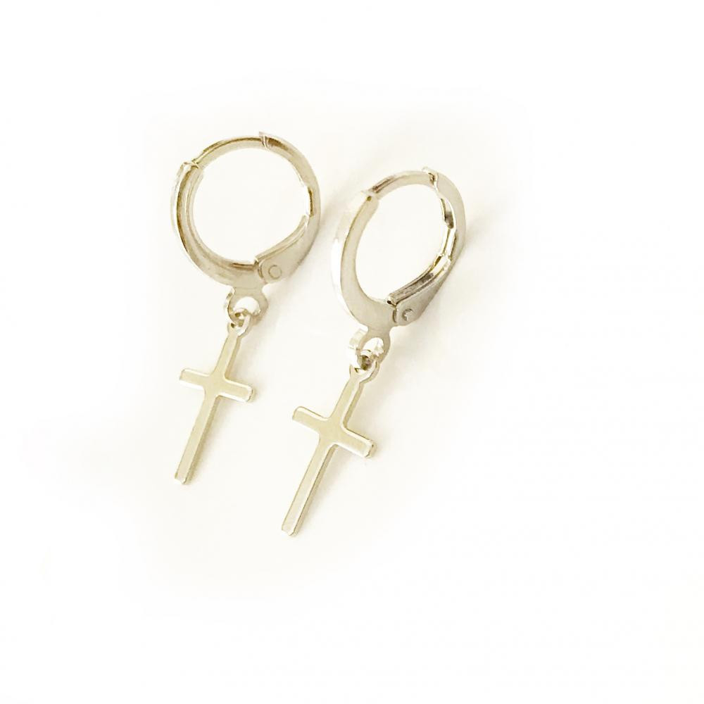 Brinco de argola pequena no prata Ródio Branco