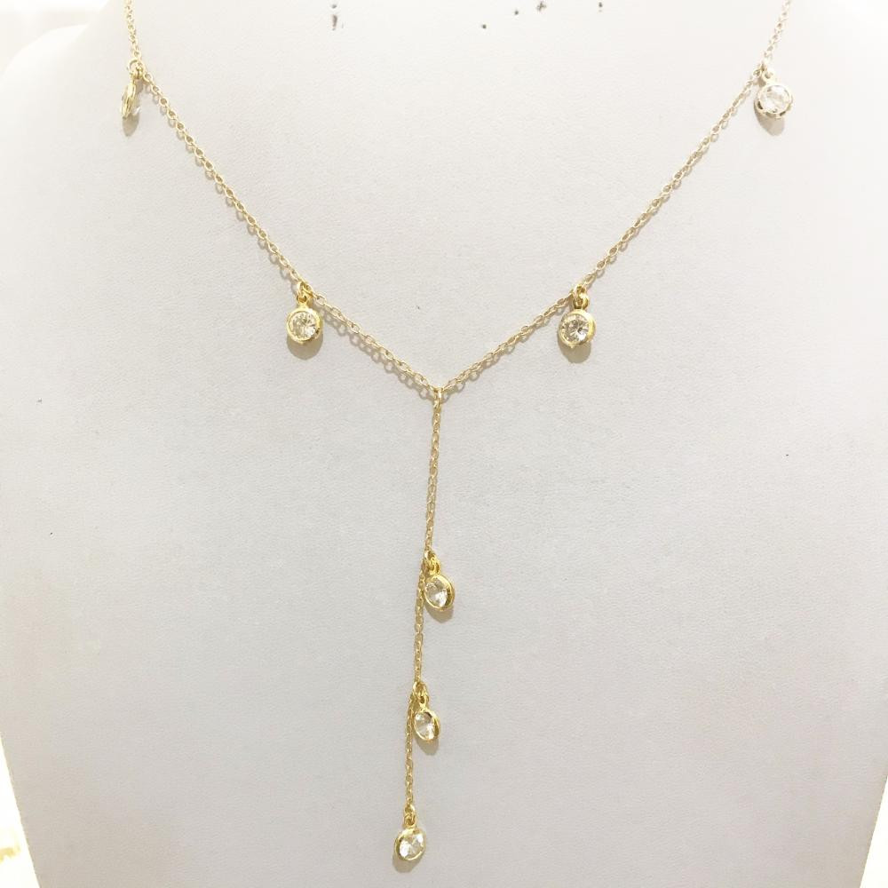 Colar gravata ponto de Luz folheado a ouro 18k