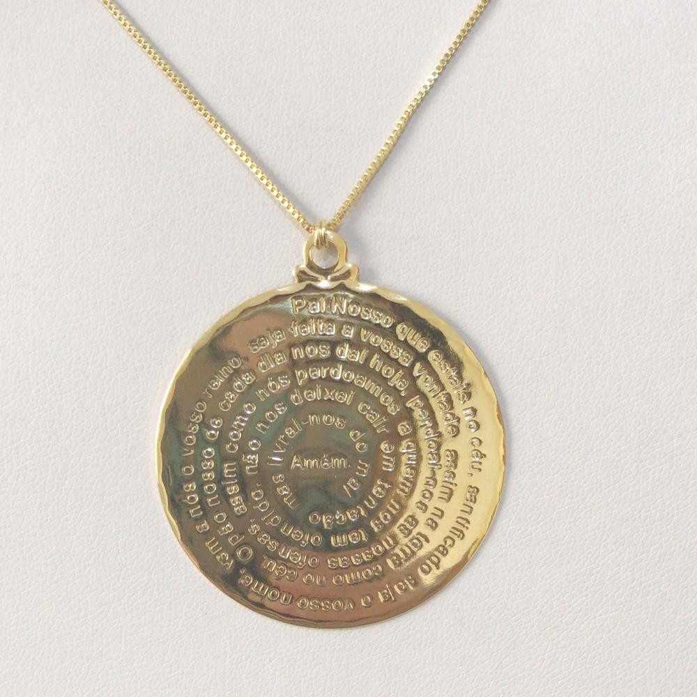 Colar Pai nosso Mandala Folheado a ouro 18k