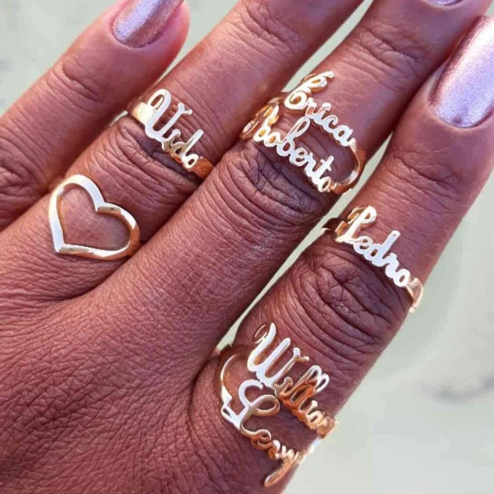 Anel Personalizado com nome comum ou nome composto banhado a ouro 18k