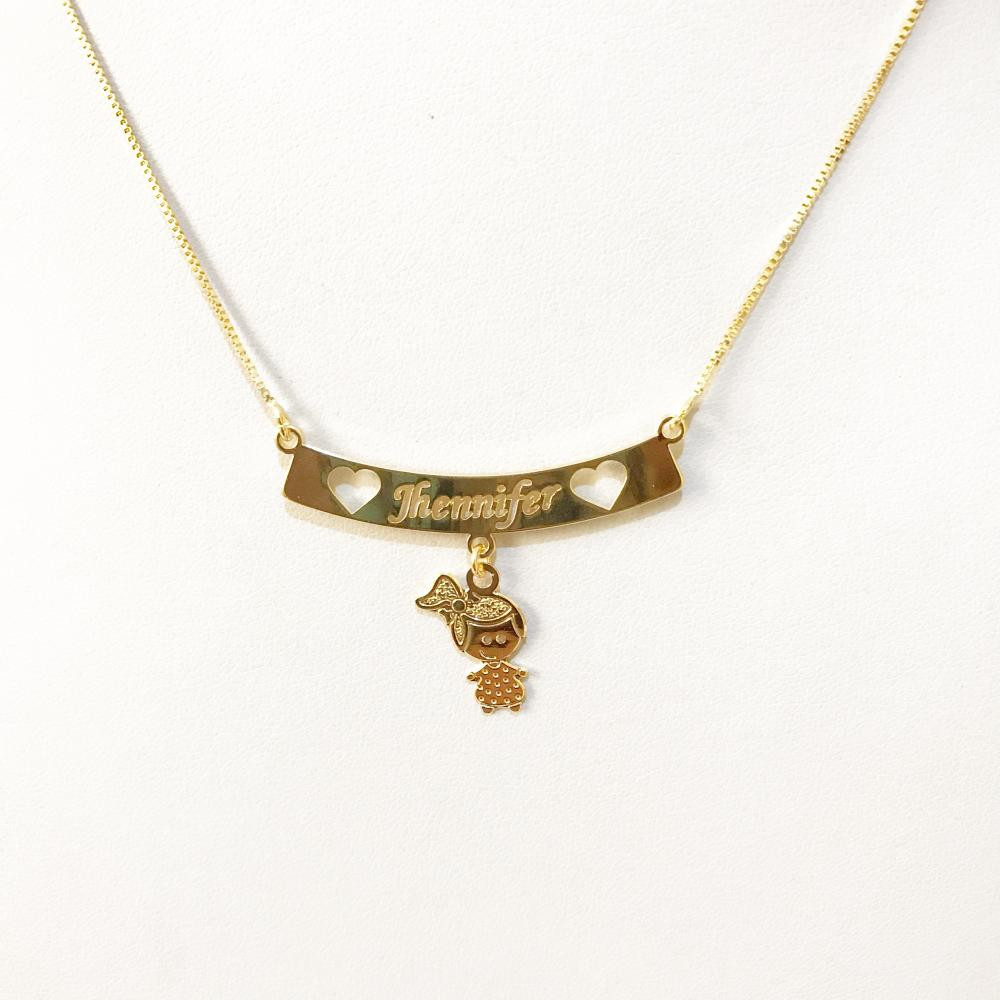 Colar Personalizado Plaquinha com Nome e pingente