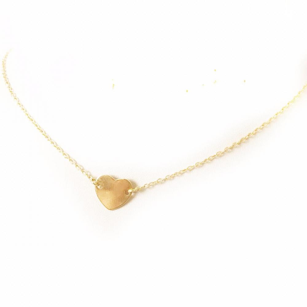 Choker Coração com corrente elo folheado a ouro 18k