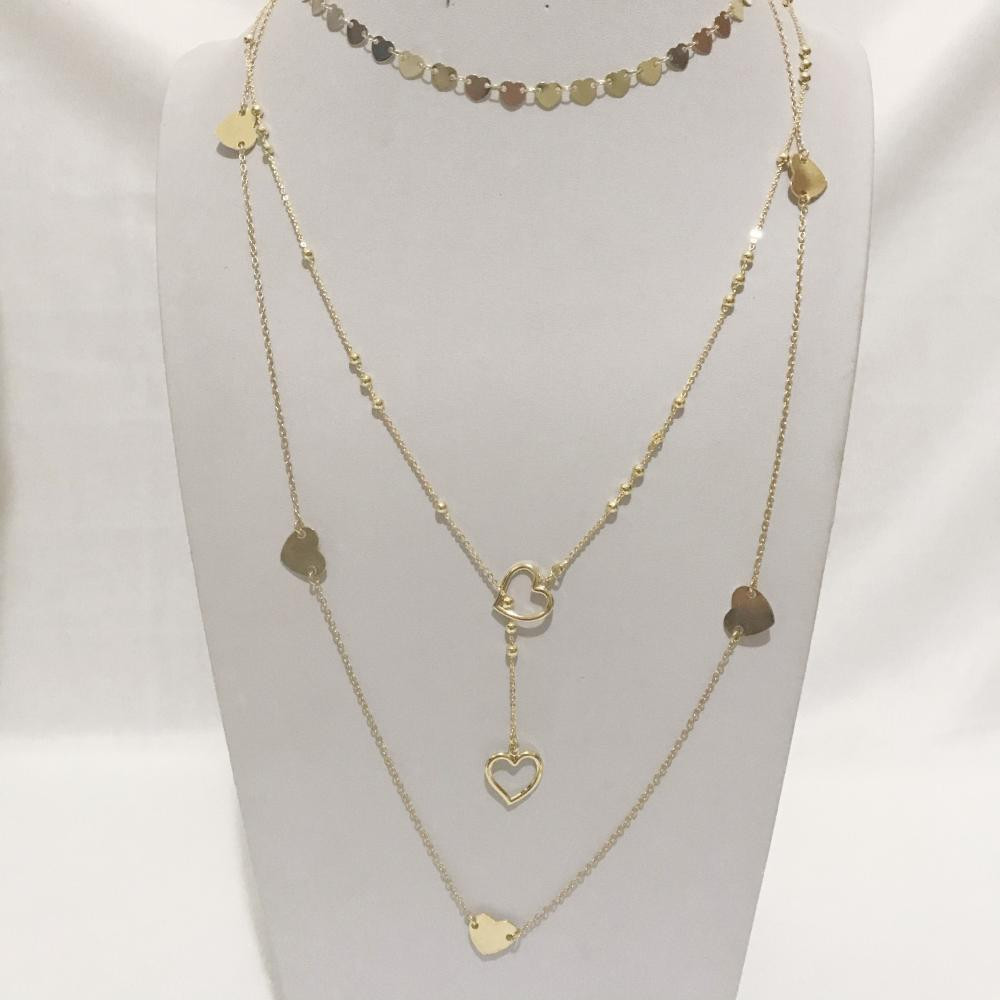 Mix de colares Coração Folheado a ouro 18k