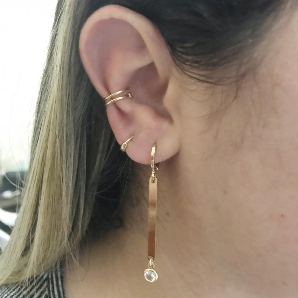 Brinco Piercing  Fake de pressão folheado a ouro 18k