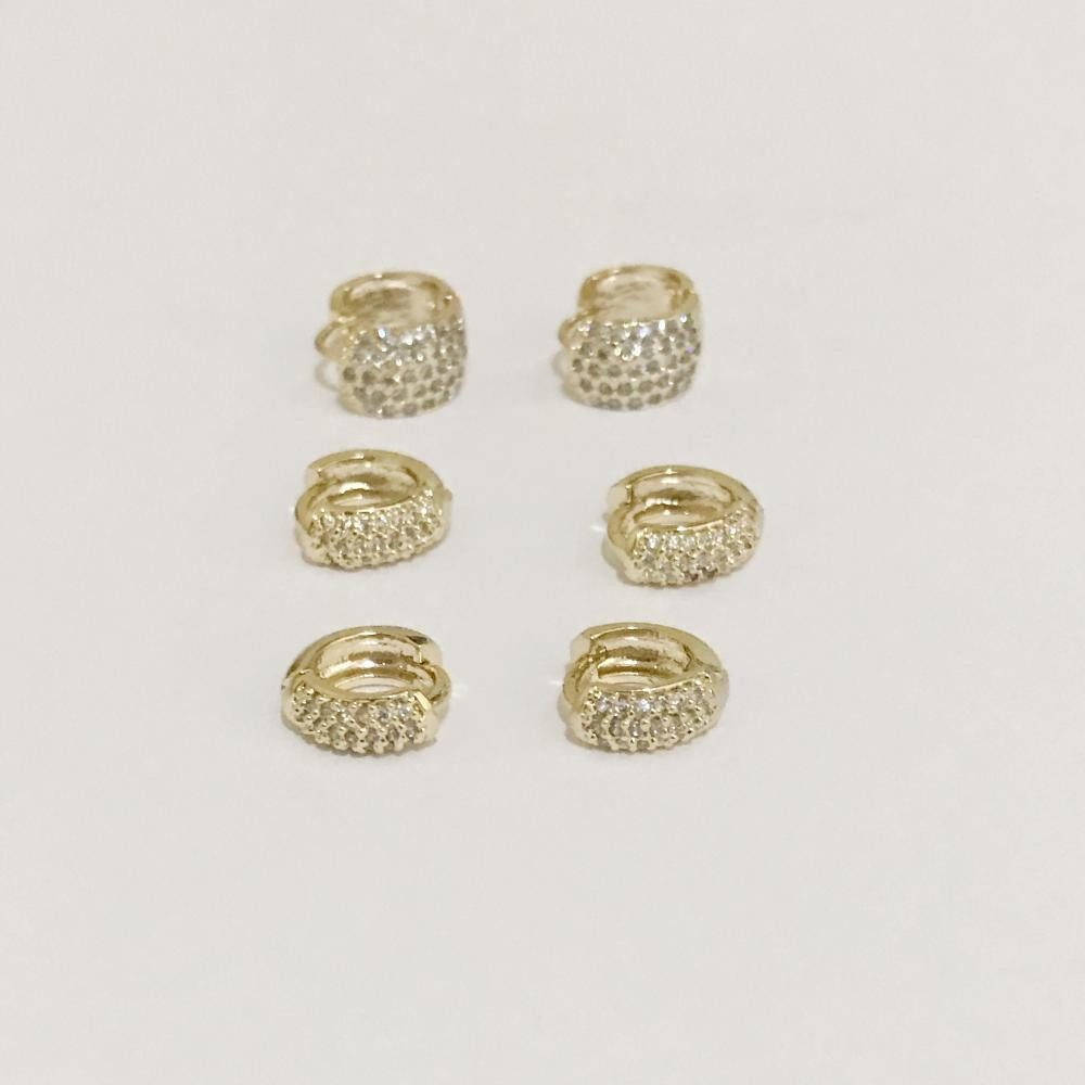 Brinco Trio de argolas  folheado a ouro 18k