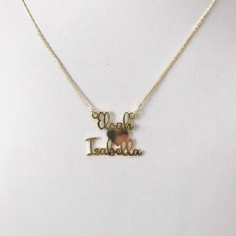 Colar personalizado com dois nomes (Escolha o seu banho)