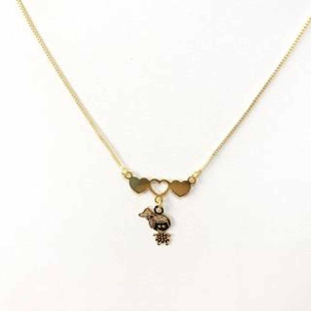 Colar Personalizado coração com pingente Folheado a ouro 18k