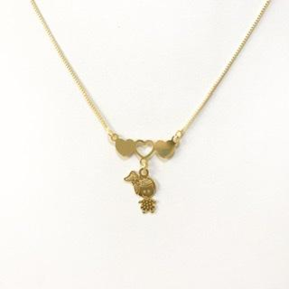 Colar Personalizado coração com pingente Folheado a ouro 18k