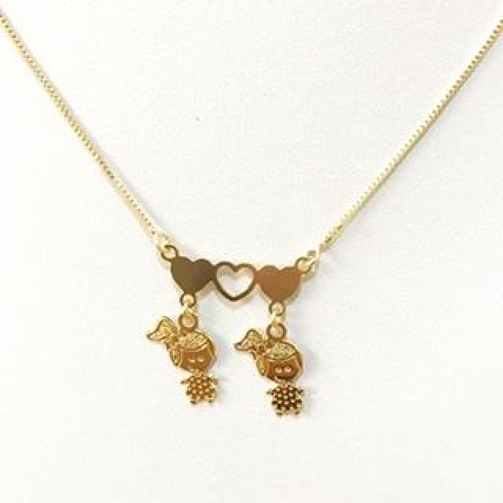 Colar Personalizado coração com pingente Folheado a ouro 18k