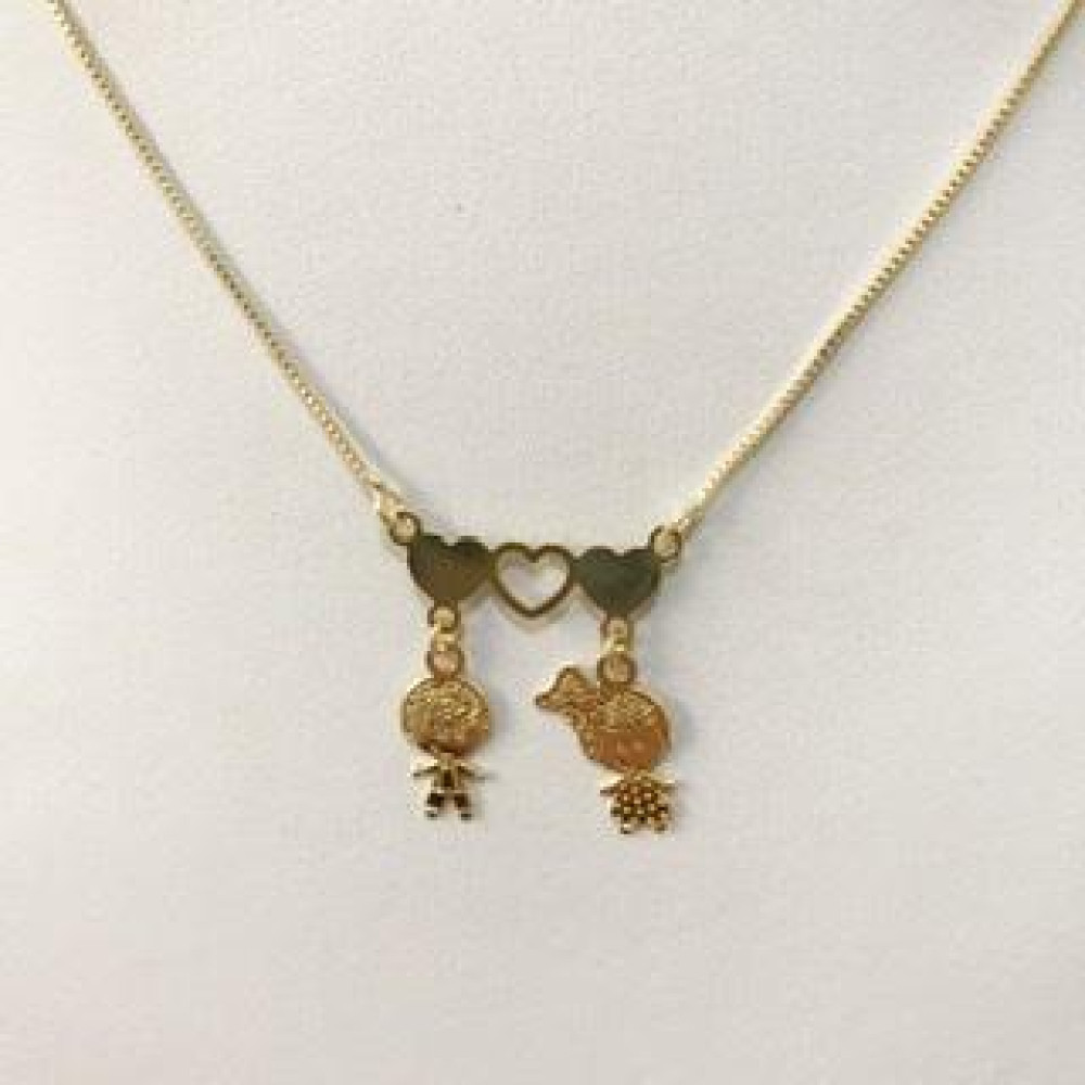 Colar Personalizado coração com pingente Folheado a ouro 18k