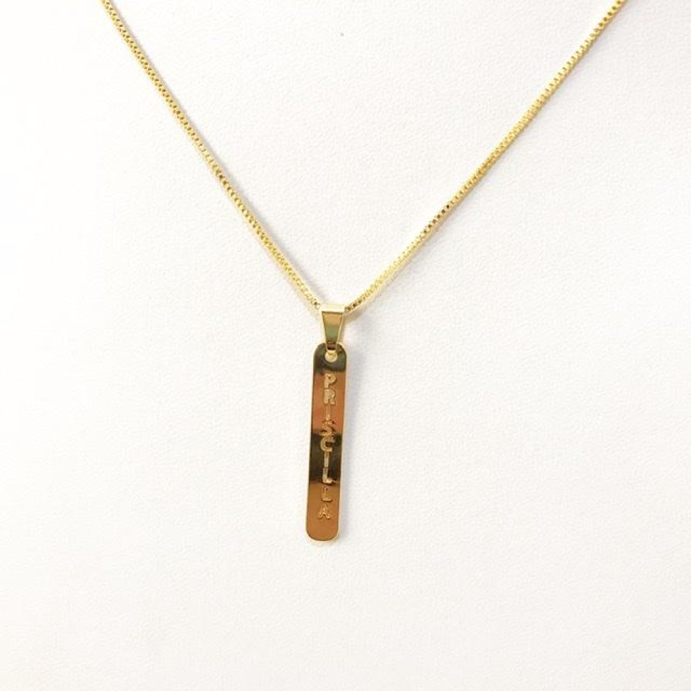 Colar Personalizado Plaquinha com nome (Escolha seu Banho)