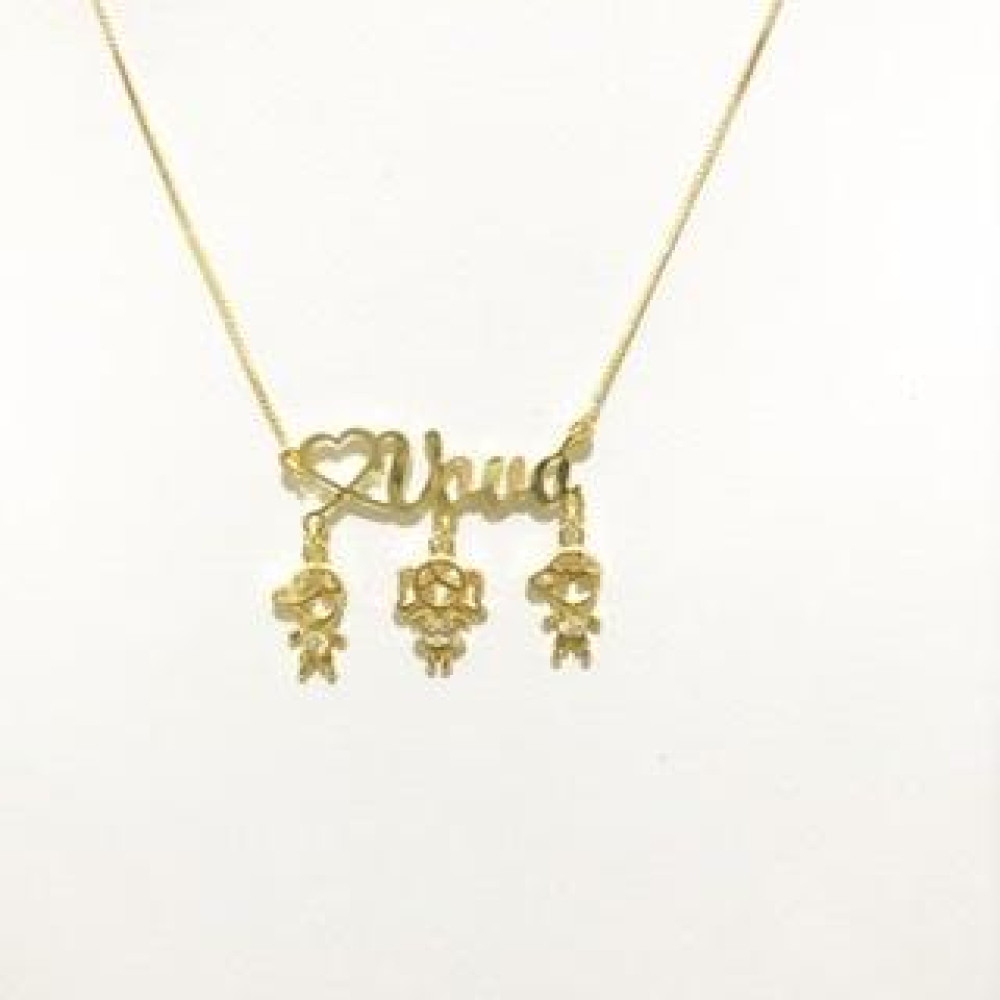 Colar Personalizado Vovó com Pingentes banhado a ouro 18k
