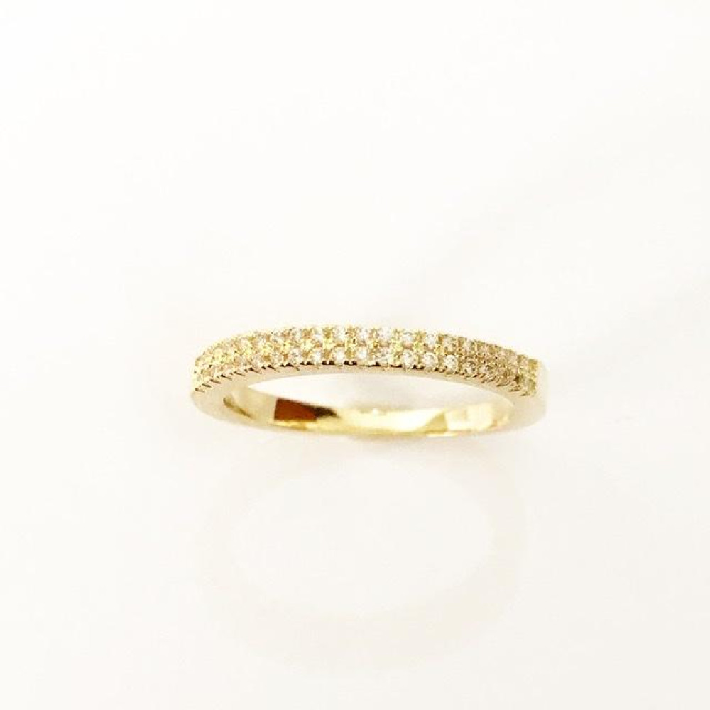 Anel Aparador de Aliança Cravejado com zircônia folheado a ouro 18k