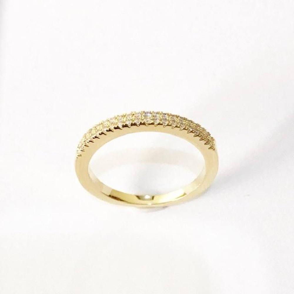 Anel Aparador de Aliança Cravejado com zircônia folheado a ouro 18k