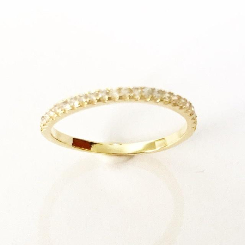 Anel Aparador de Aliança Cravejado com zircônia folheado a ouro 18k