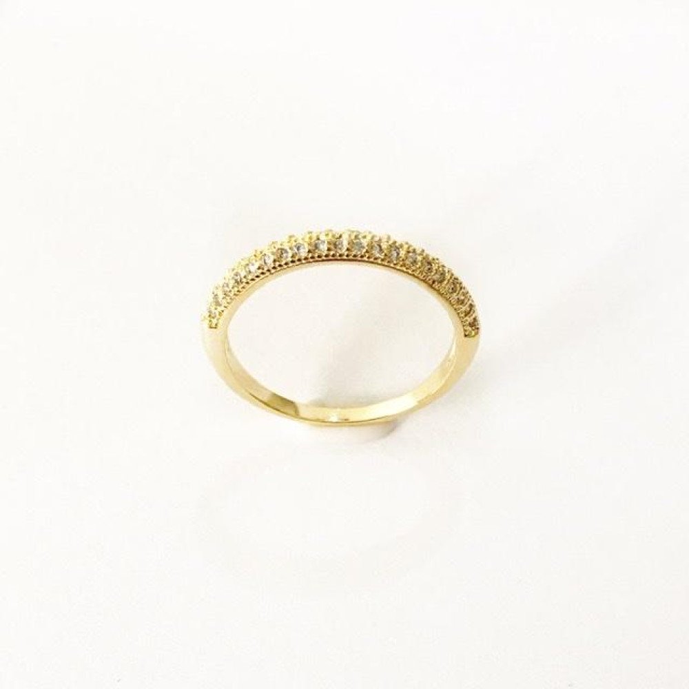 Anel Aparador de Aliança Cravejado com zircônia folheado a ouro 18k