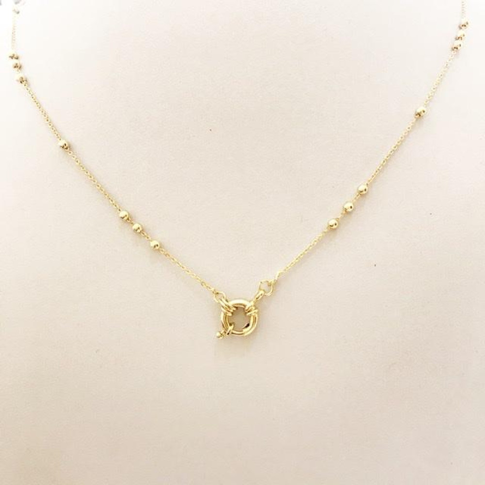Colar Longo com Fecho boia folheado a ouro 18k