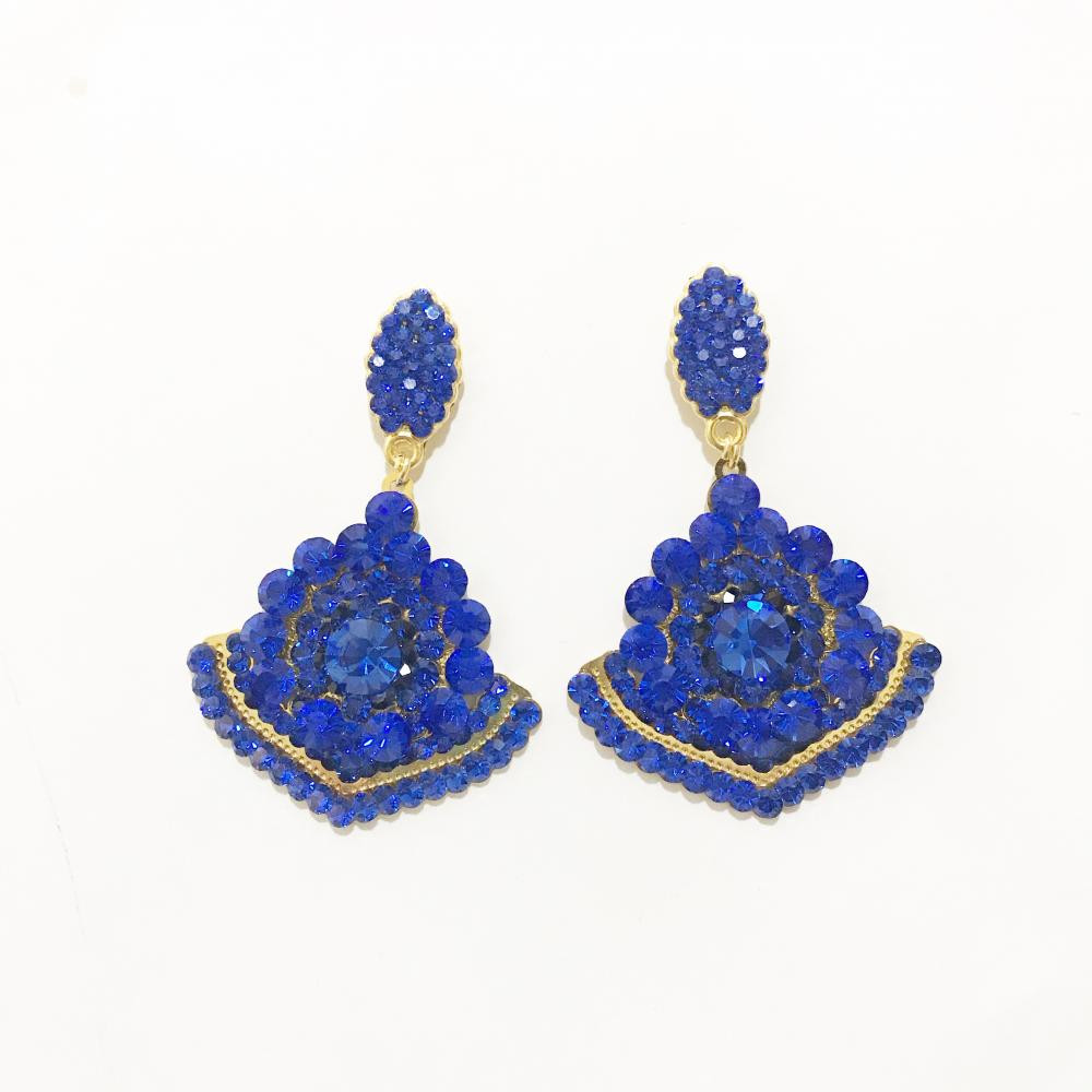 Brinco leque Médio com strass Folheado a ouro 18k