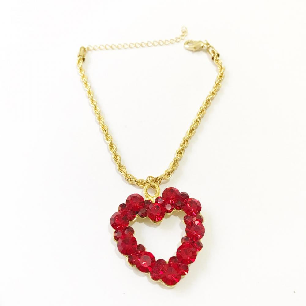 Pulseira coração com strass folheado a ouro 18k 