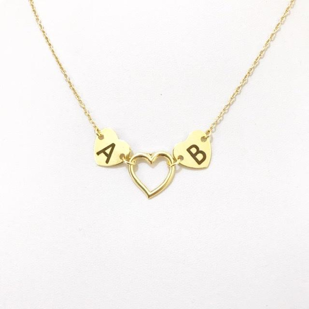 Colar Personalizado coração banhado a ouro 18k