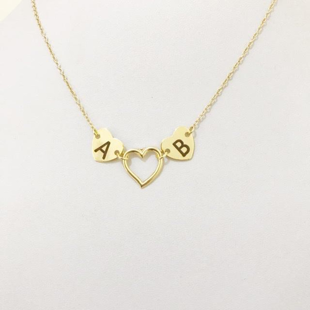 Colar Personalizado coração banhado a ouro 18k