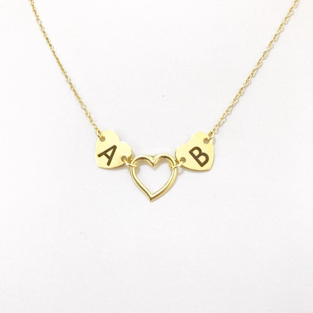 Colar Personalizado coração banhado a ouro 18k