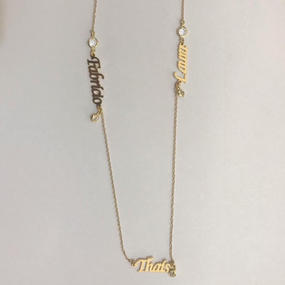 Colar Longo Personalizado com nomes banhado (Escolha seu banho)