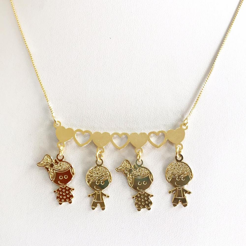 Colar Personalizado coração com pingente Folheado a ouro 18k